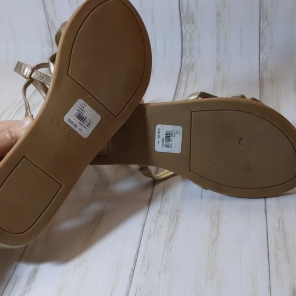 Lane Bryant Gladiator Sandals 8W Gold Strappy Zip - Picture 7 of 9